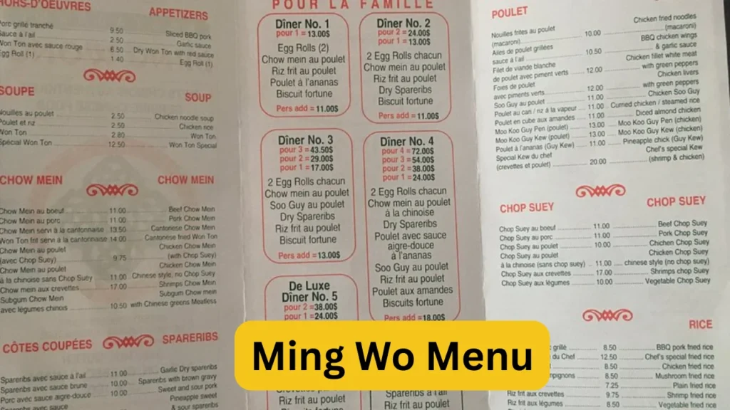 Ming Wo Menu