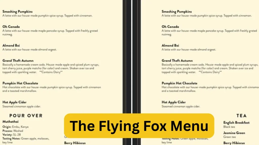 The Flying Fox Menu