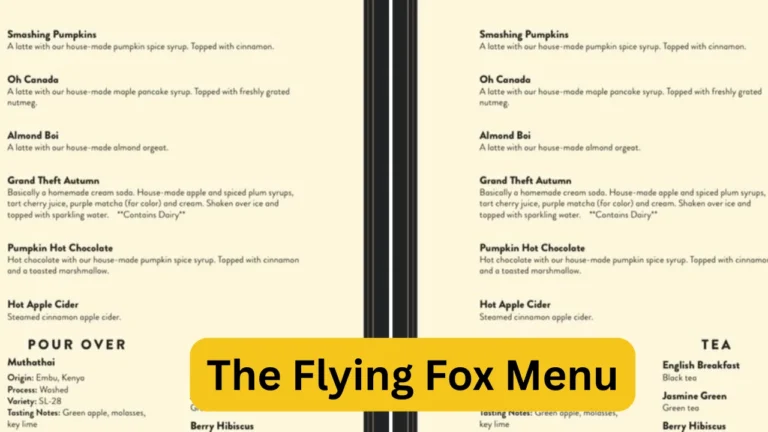 The Flying Fox Menu