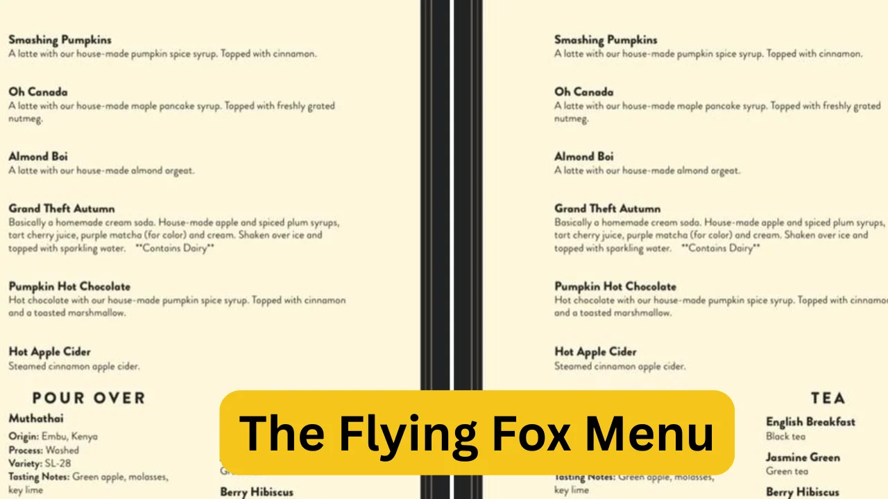 The Flying Fox Menu