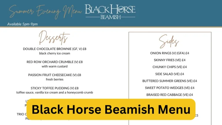 Black Horse Beamish Menu