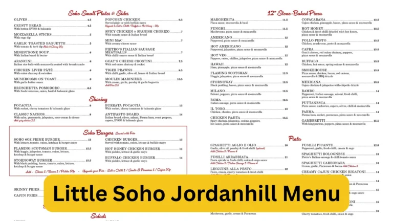 Little Soho Jordanhill Menu