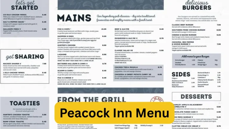 Peacock Inn Menu
