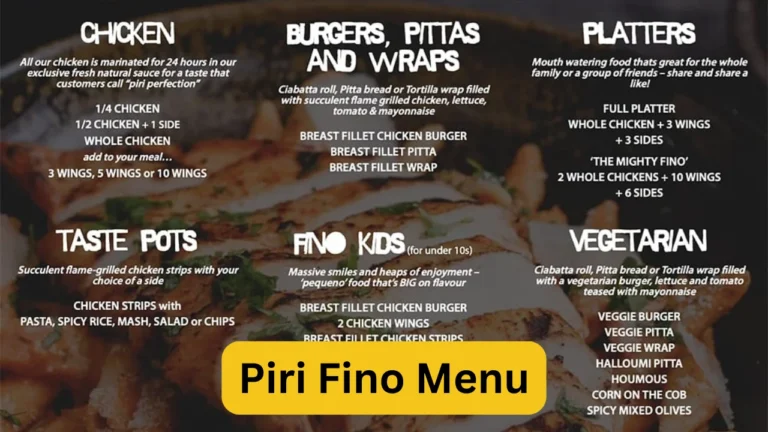 Piri Fino Menu
