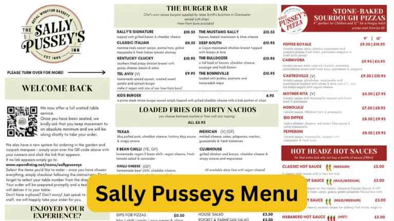 Sally Pusseys Menu