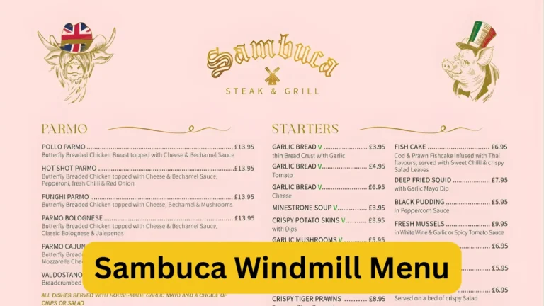 Sambuca Windmill Menu