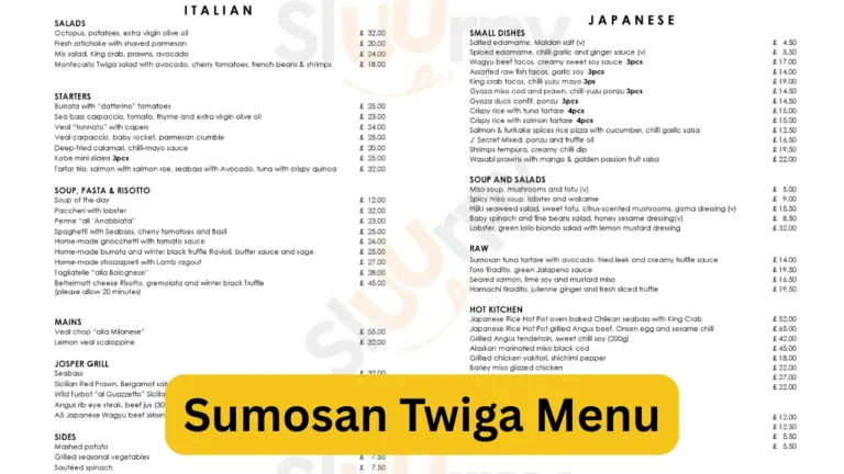 Sumosan Twiga Menu