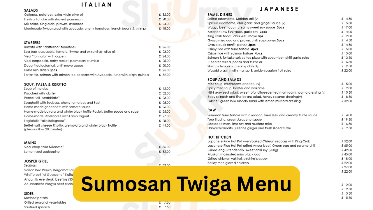 Sumosan Twiga Menu
