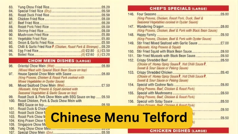 Chinese Menu Telford