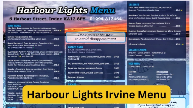 Harbour Lights Irvine Menu