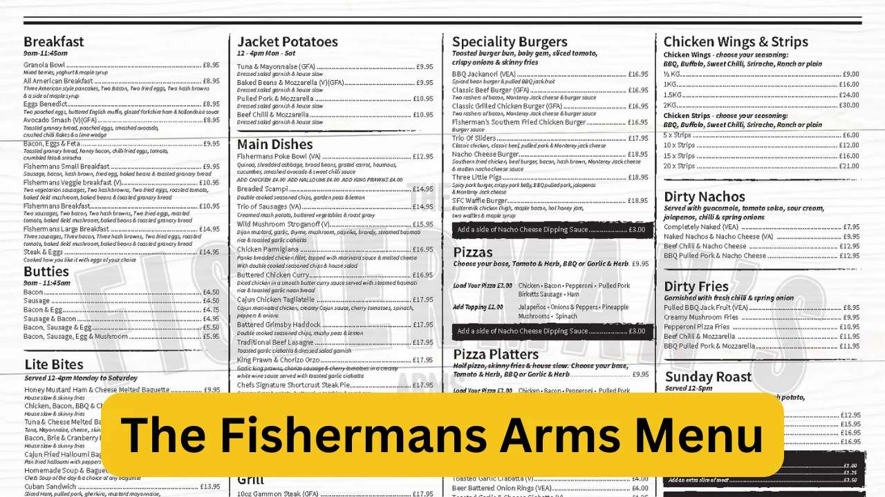 The Fishermans Arms Menu