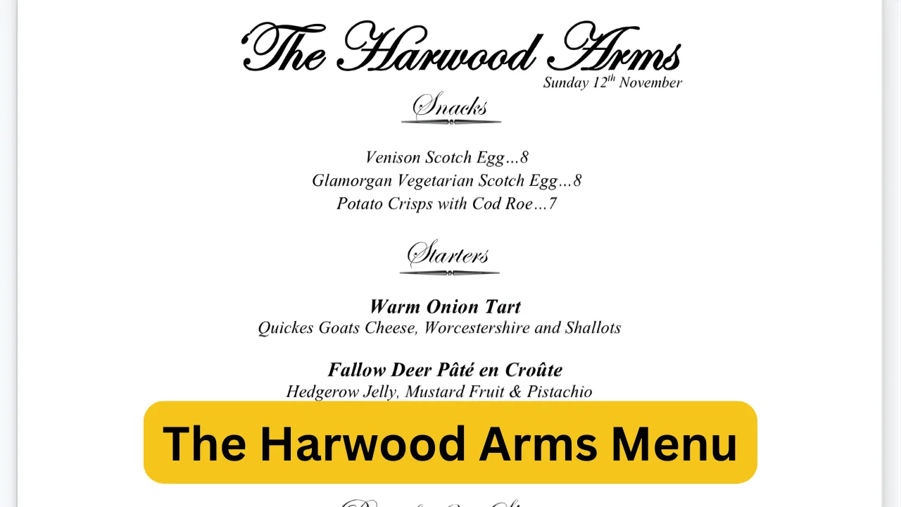 The Harwood Arms Menu