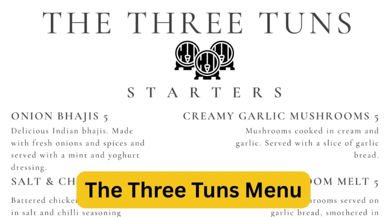 The Three Tuns Menu