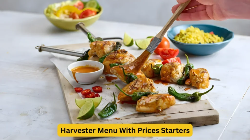 Harvester Menu With Prices Starters