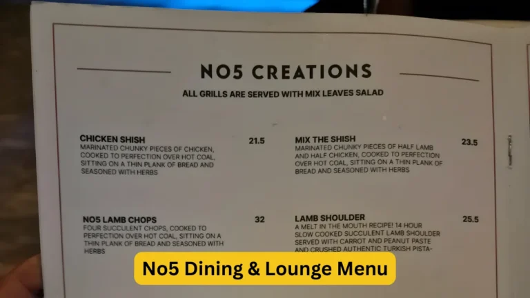 No5 Dining & Lounge Menu