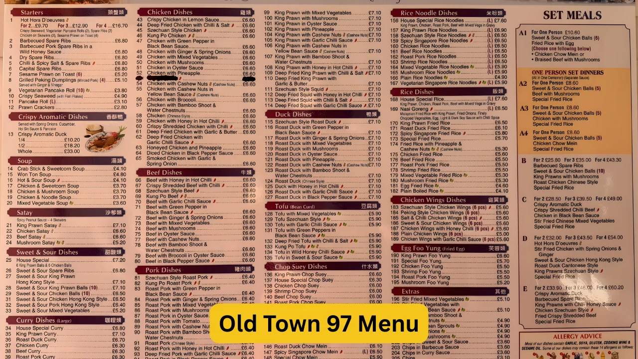 Old Town 97 Menu