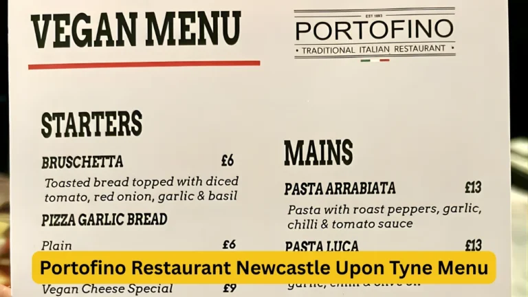 Portofino Restaurant Newcastle Upon Tyne Menu