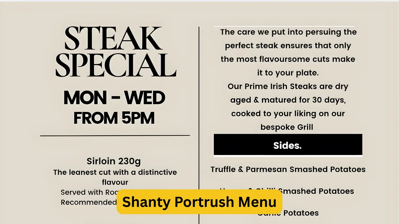 Shanty Portrush Menu