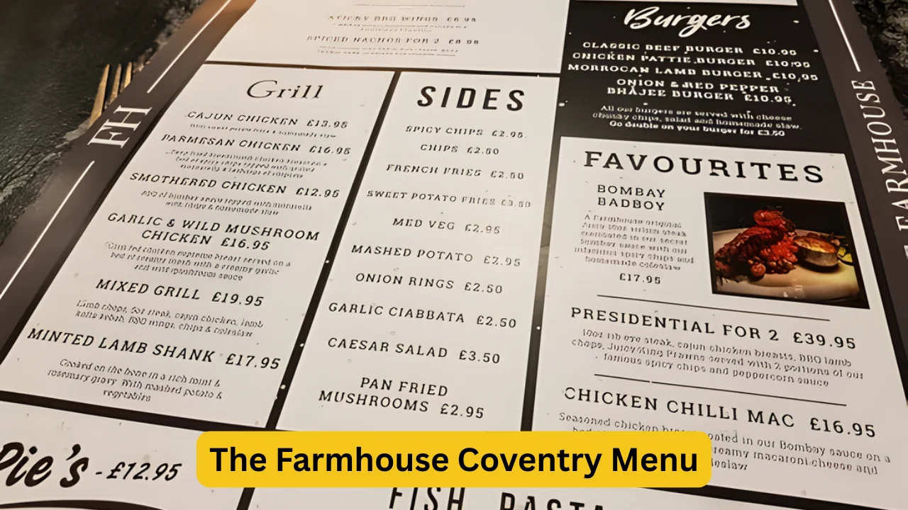 The Farmhouse Coventry Menu
