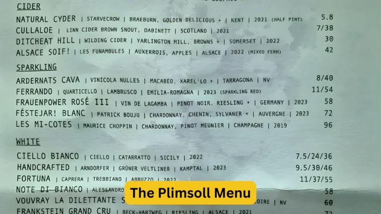 The Plimsoll Menu