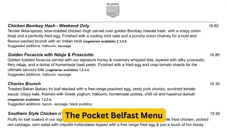 The Pocket Belfast Menu