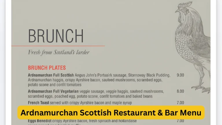 Ardnamurchan Scottish Restaurant & Bar Menu