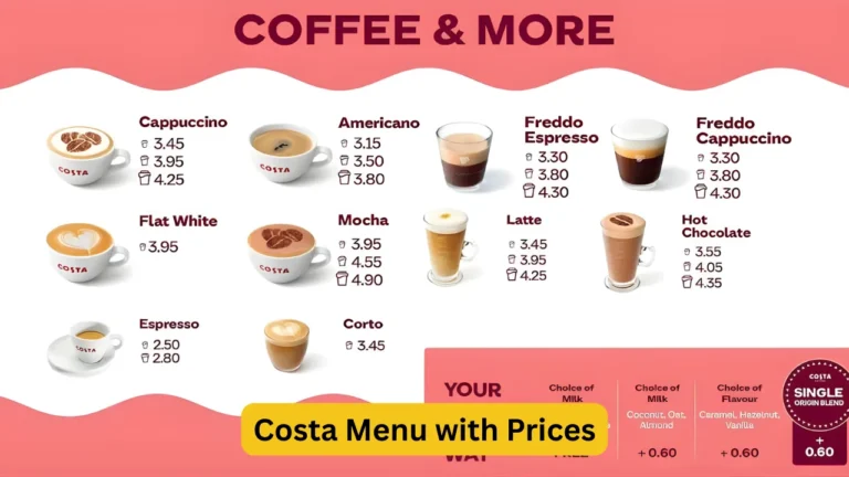 Costa Menu with Prices