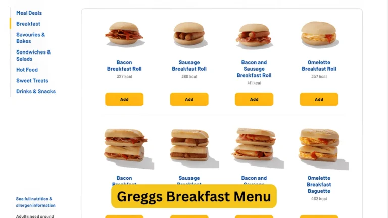 Greggs Breakfast Menu