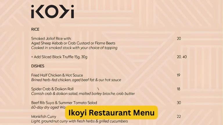 Ikoyi Restaurant Menu
