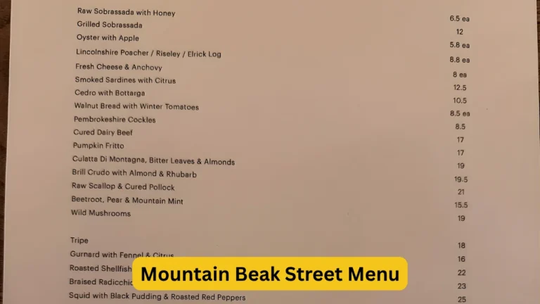Mountain Beak Street Menu