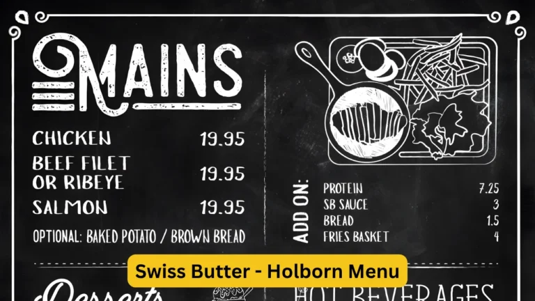 Swiss Butter - Holborn Menu