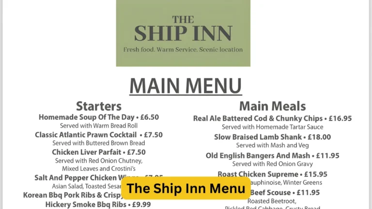 The Ship Inn Menu