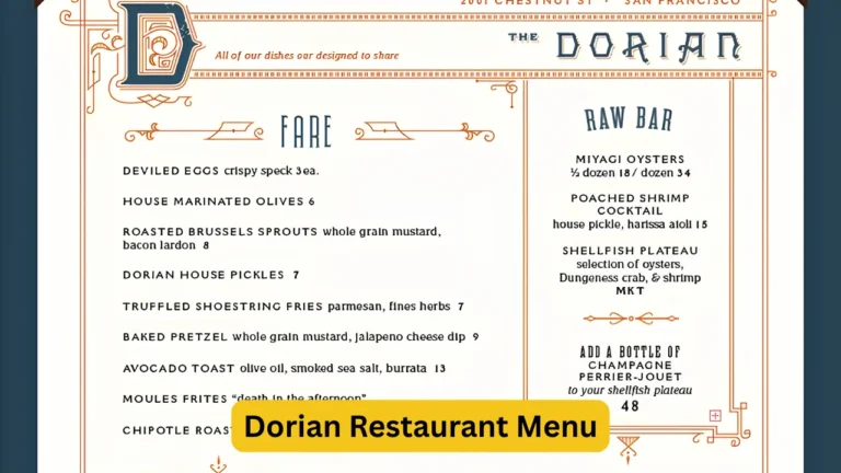Dorian Restaurant Menu