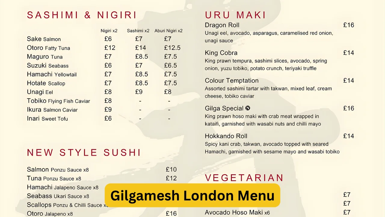 Gilgamesh London Menu