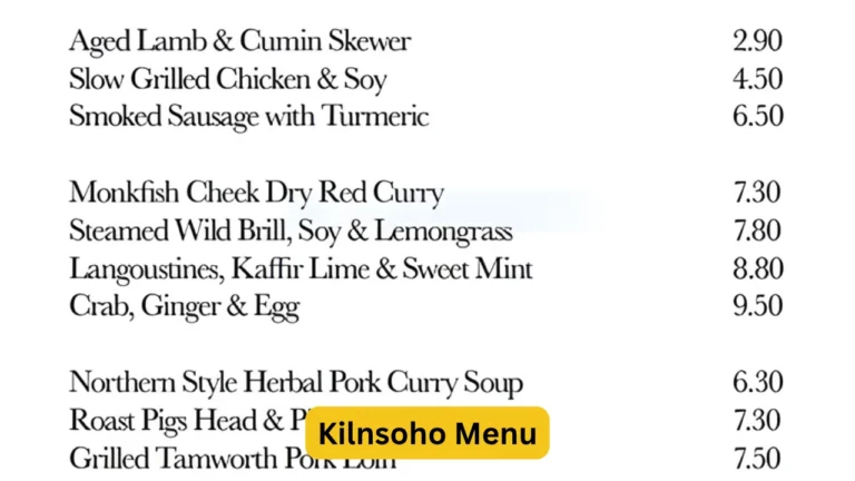 Kilnsoho Menu