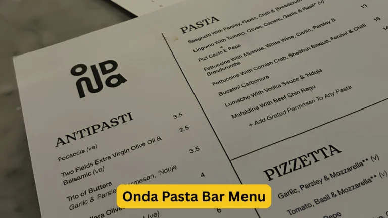 Onda Pasta Bar Menu