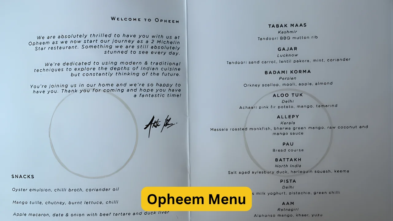 Opheem Menu