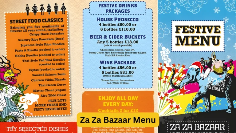 Za Za Bazaar Menu