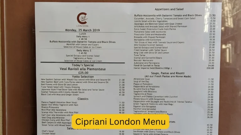 Cipriani London Menu