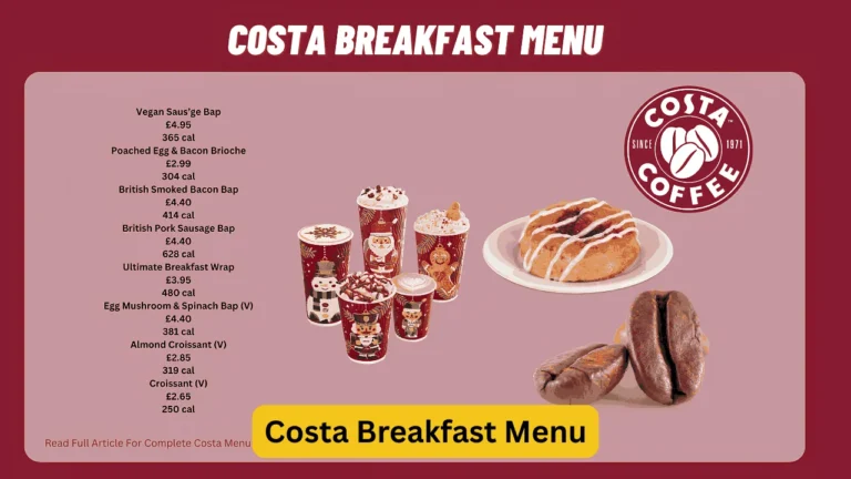 Costa Breakfast Menu