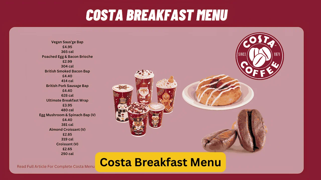 Costa Breakfast Menu