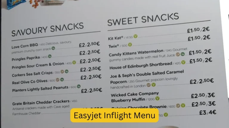 Easyjet Inflight Menu