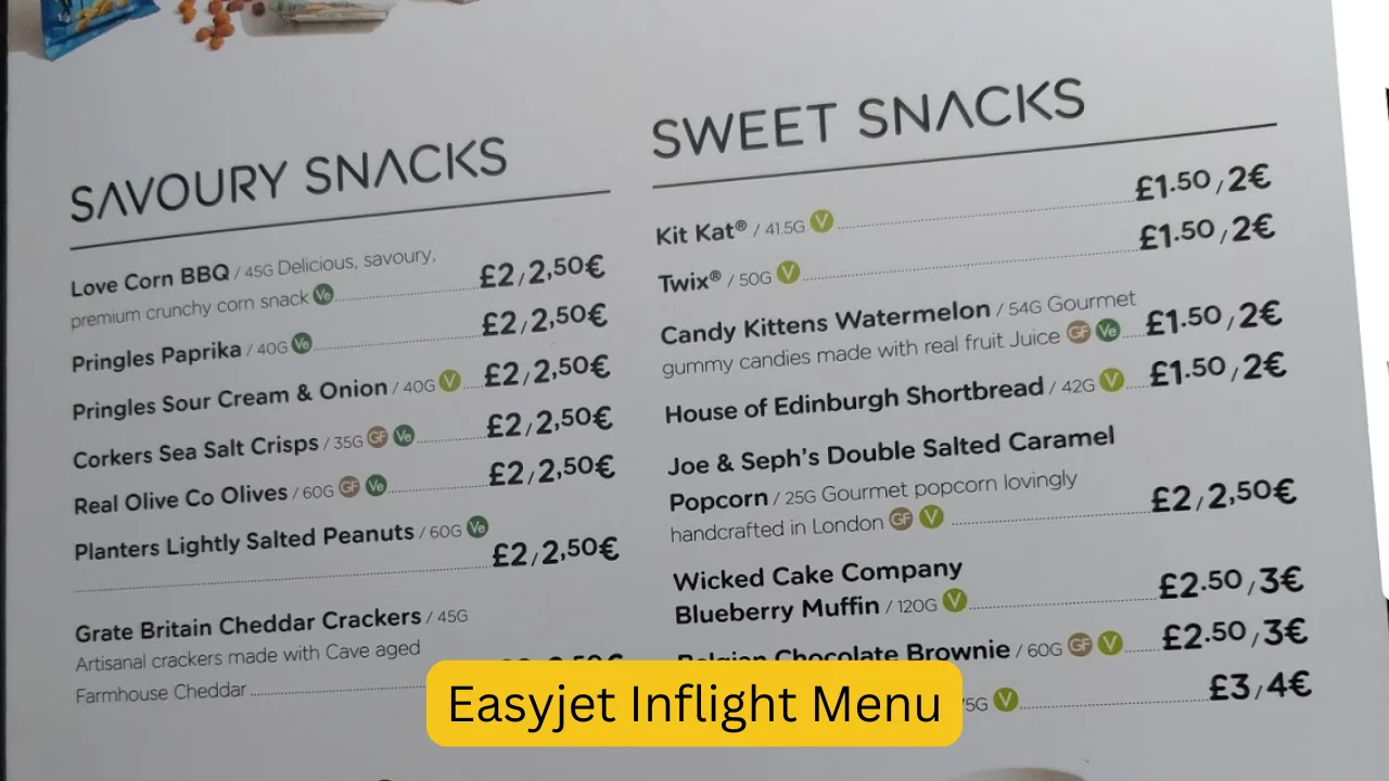 Easyjet Inflight Menu