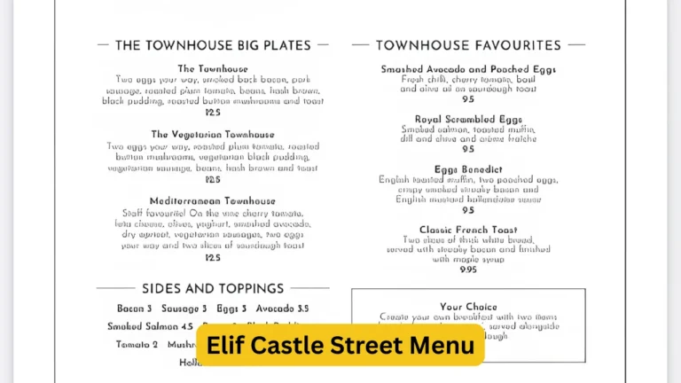 Elif Castle Street Menu