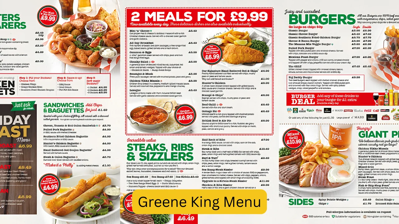 Greene King Menu