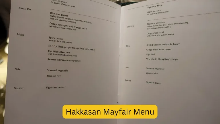 Hakkasan Mayfair Menu