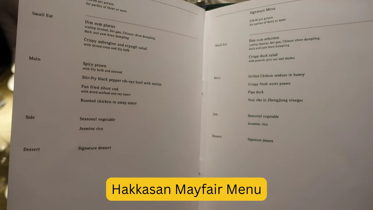 Hakkasan Mayfair Menu