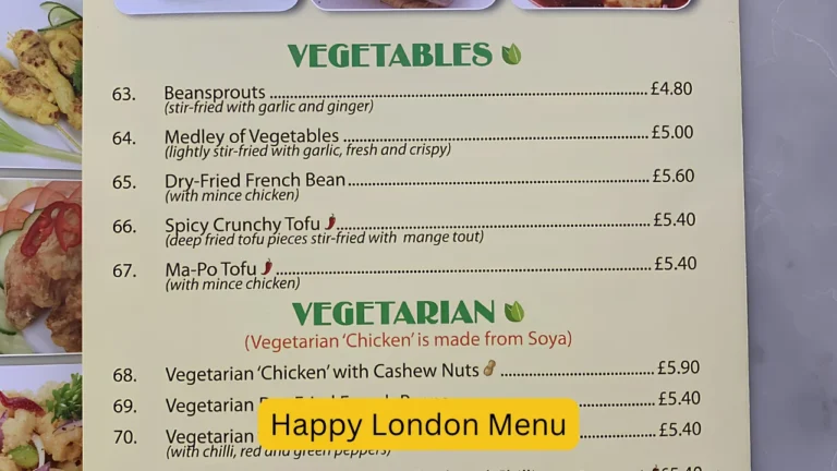 Happy London Menu