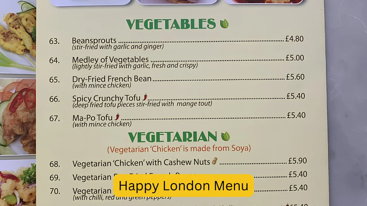 Happy London Menu