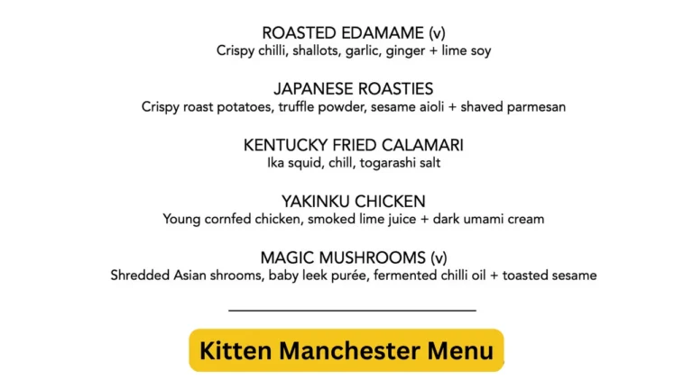 Kitten Manchester Menu